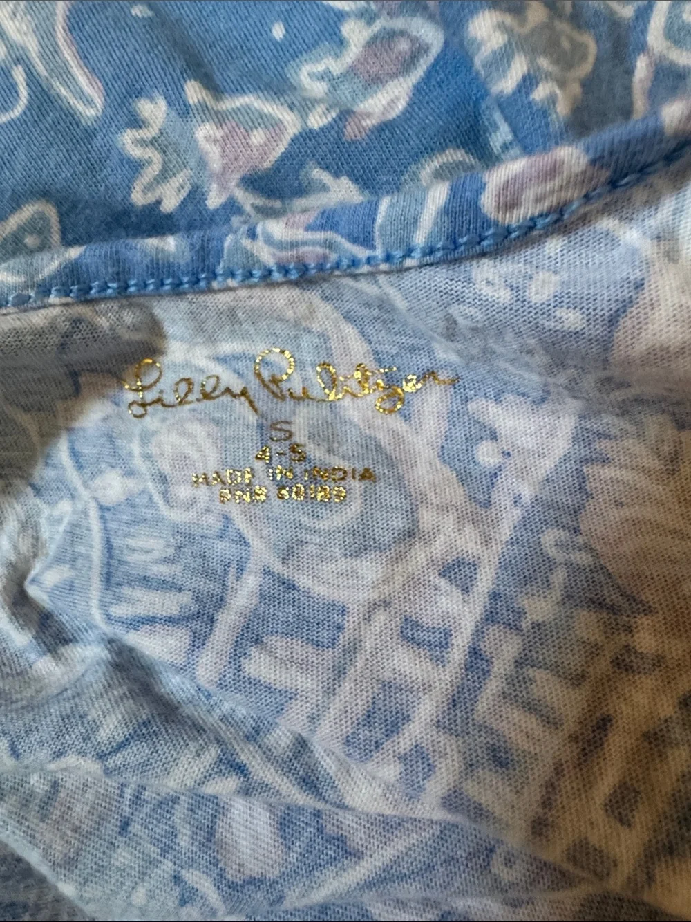 Lilly Pulitzer Girls size small 4-5 Light Blue Sea Print Sundress